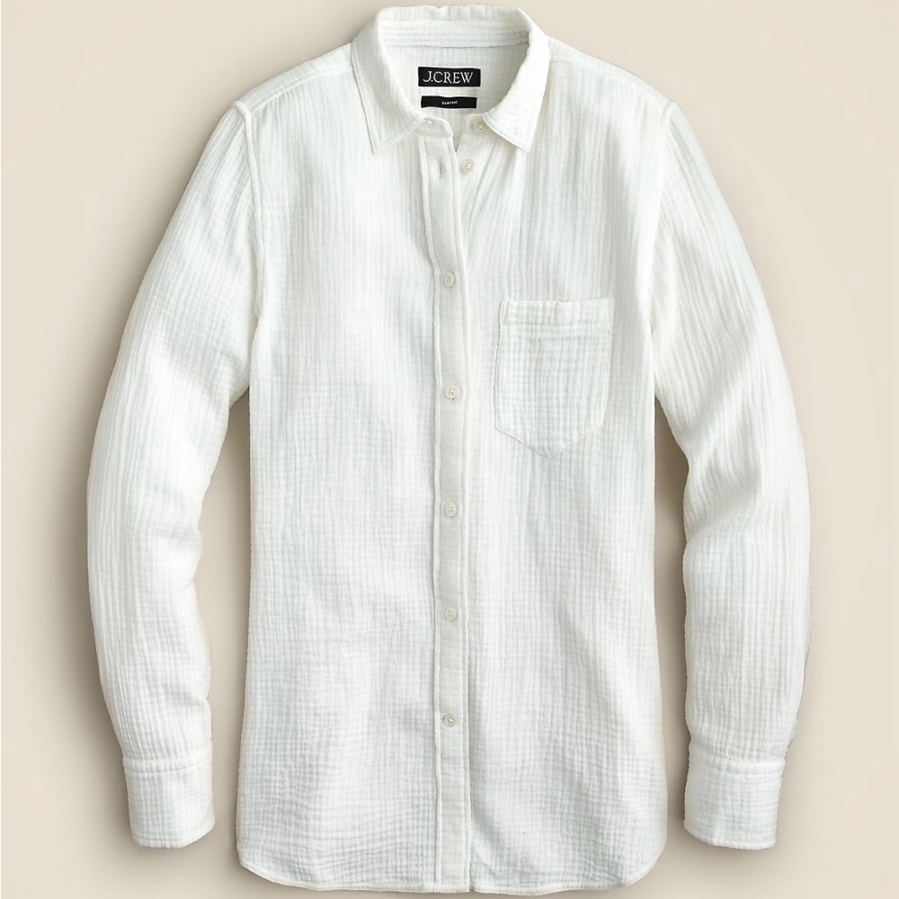 J. Crew White Classic Gauze Shirt
